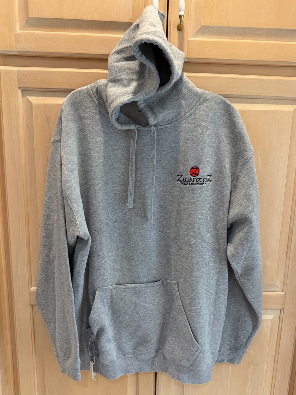 Gray Hoodie Sweatshirt with Beer Koozie & Bottle Opener Sz. XL